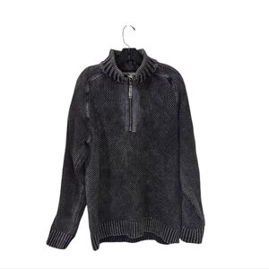 Carbon 2 Cobalt Mens Sweater Hi-Def 1/4 Zip Birds-Eye Rib-Knit‎ Chunky Medium